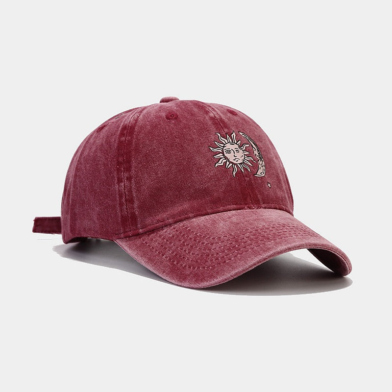 Wholesale Cotton Sun Moon Pattern Soft Top Baseball Cap